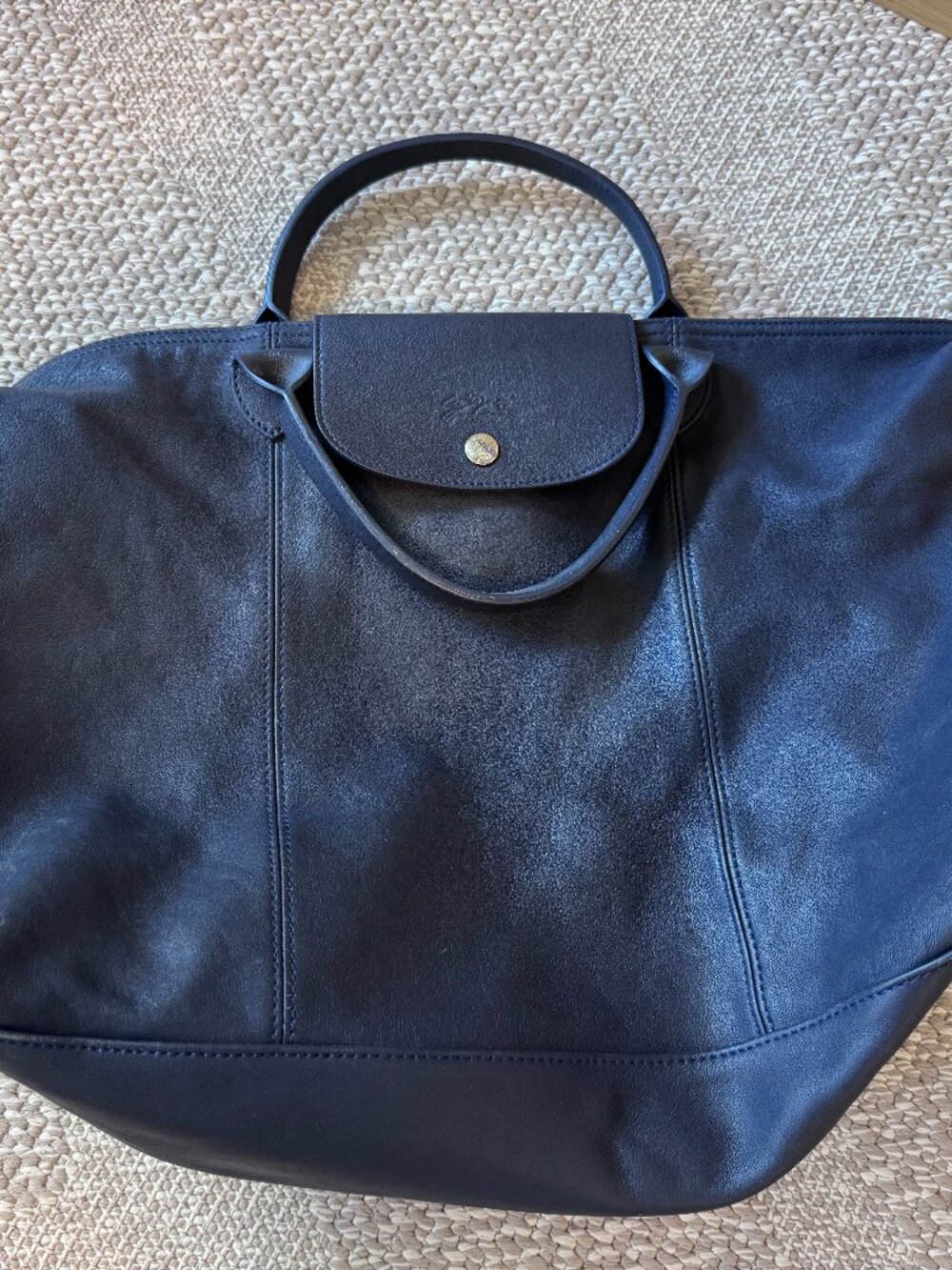 Longchamp Le Pliage Cuir Navy Leather Bag